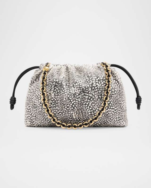 Flamenco Medium Shoulder Bag in Feathered Leather